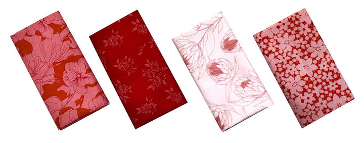 Color Me Whispered Fat Quarter Bundle- Coral Red (4 pcs)