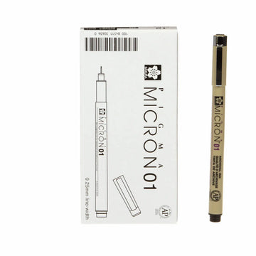 Pigma Micron Pen Black .25mm Size 01 Pigma Micron Pens, 3/pk assorted