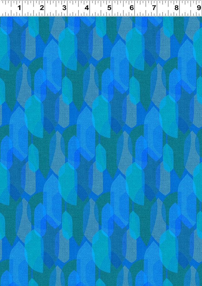 Blue geometric fabric pattern