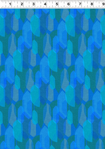 Blue geometric fabric pattern