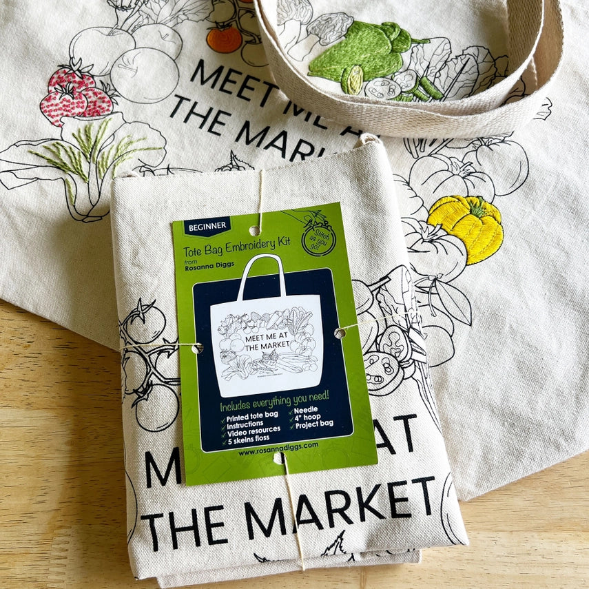 Meet Me at the Market Tote Bag Embroidery Kit