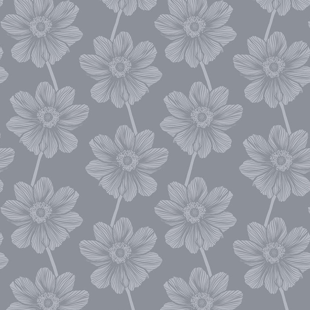 Anemone flower pattern on soft gray background