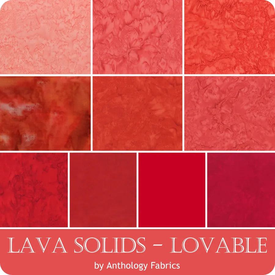 Lava Solids Fat Quarter Bundle, Lovable, 10pcs