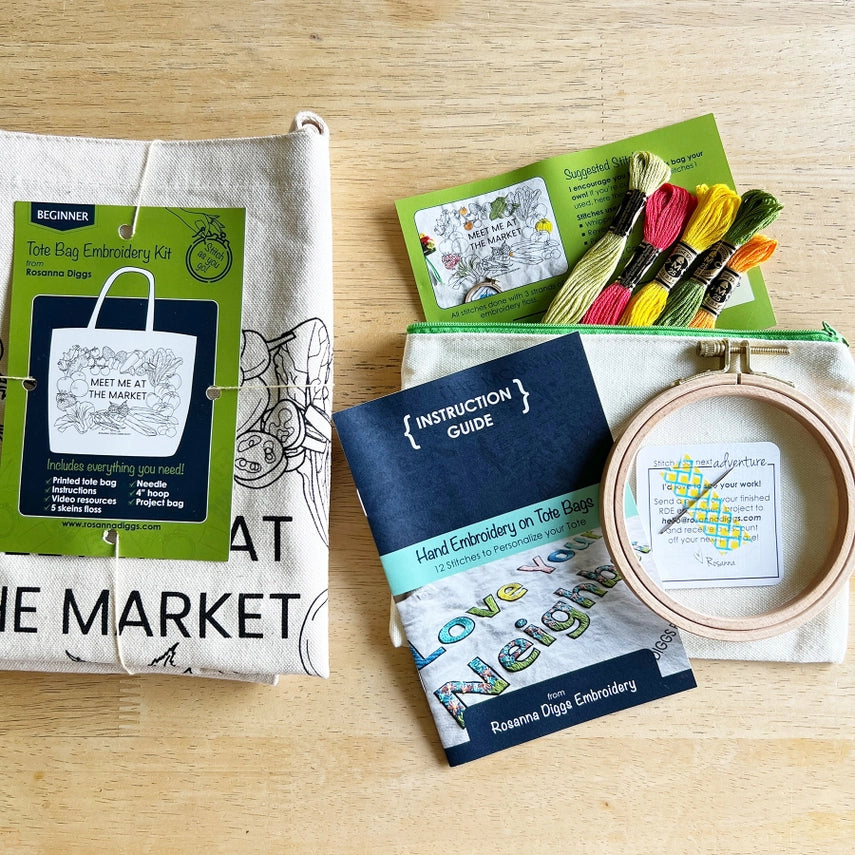 Meet Me at the Market Tote Bag Embroidery Kit