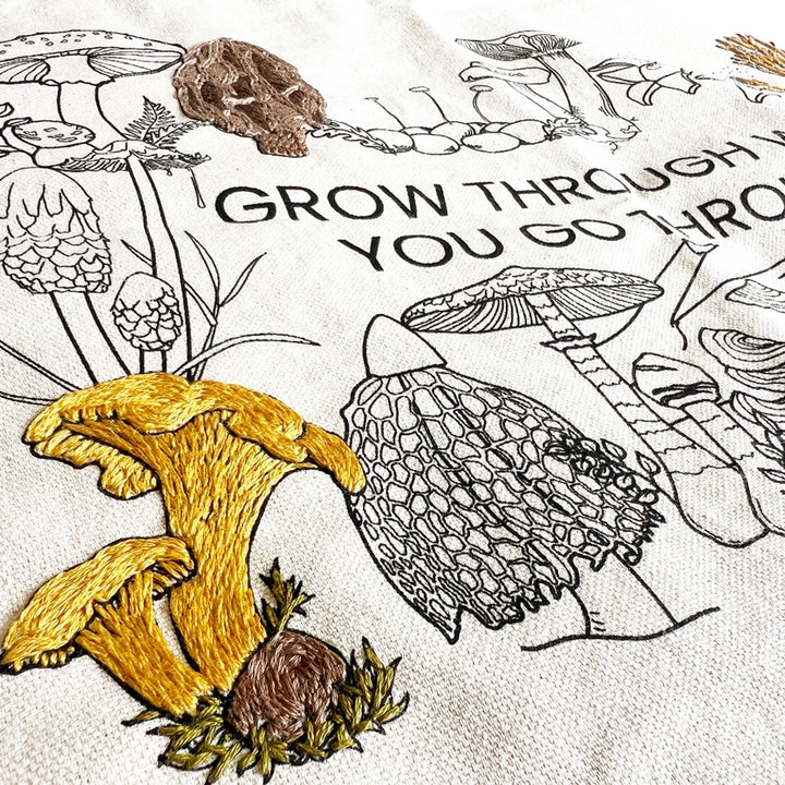 Grow Through What You Go Through Tote Bag Embroidery Kit