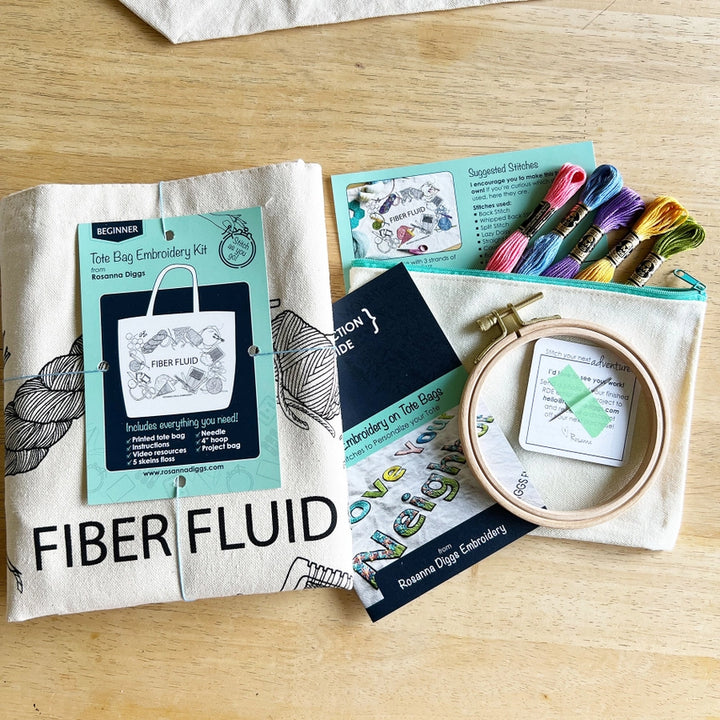 Fiber Fluid Tote Bag Embroidery Kit