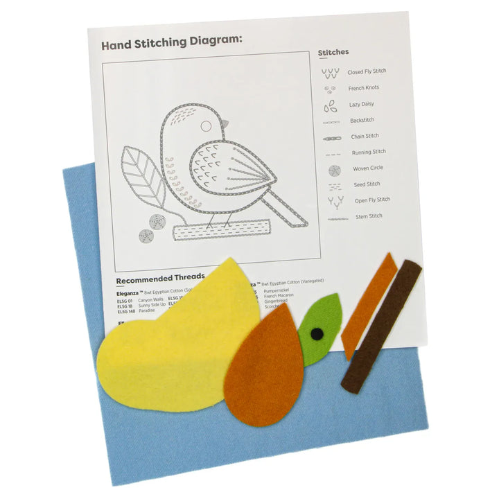 The Bird Watcher Pre-Cut Wool Block Kit, 12pcs
