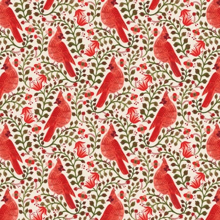 Holiday Classics - Cardinals - Cream Metallic Holiday Classics Cardinals Cream Metallic Cotton | RJR Fabrics