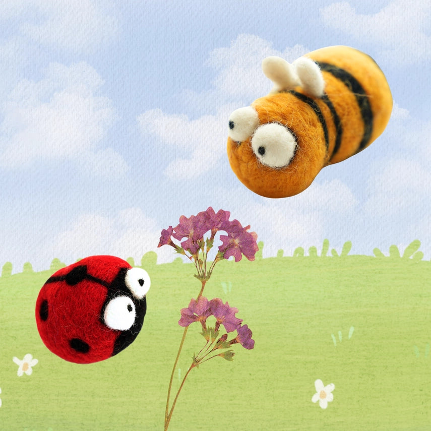 Bee and Ladybug Needle Felting Kit by Woolbuddy