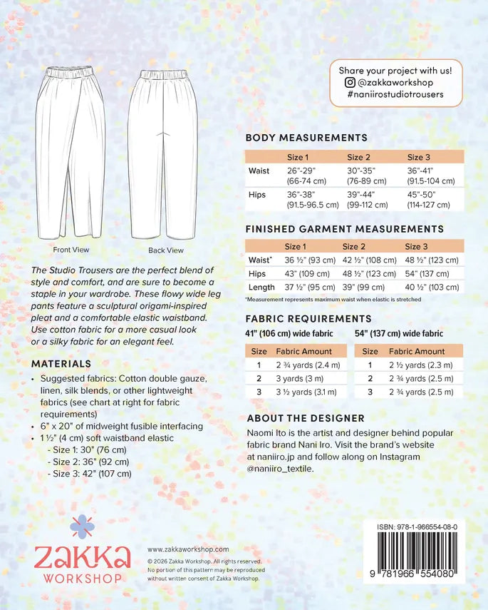 Nani Iro Studio Trousers Clothing Pattern Nani Iro Studio Trousers Clothing Pattern