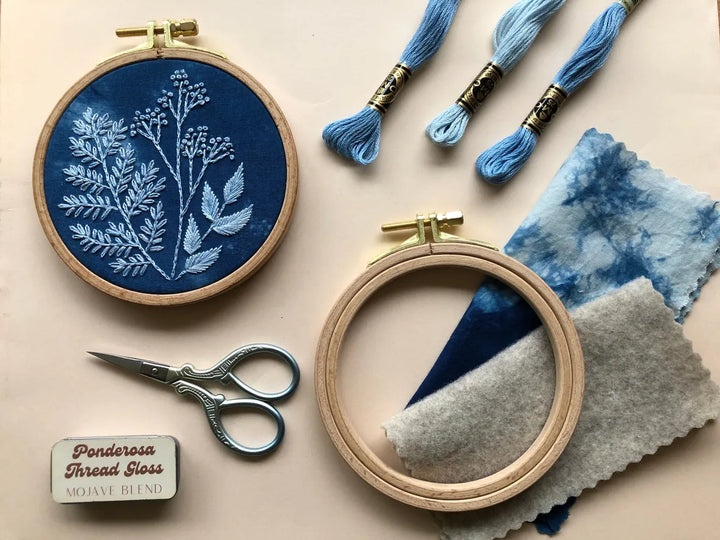 Cyanotype Botanicals - Botanical Embroidery Kit For Beginners Cyanotype Botanicals - Botanical Embroidery Kit For Beginners