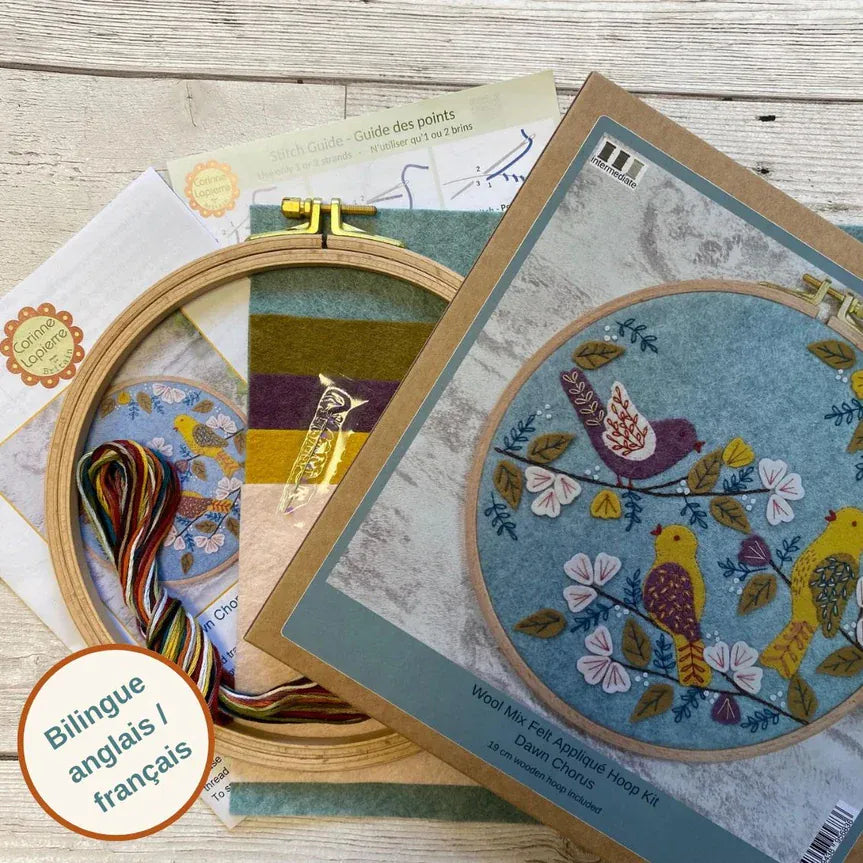 Embroidery hoop kit with birds and flowers.