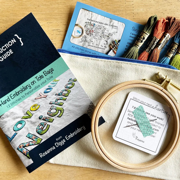 The Mountains are Calling Tote Bag Embroidery Kit