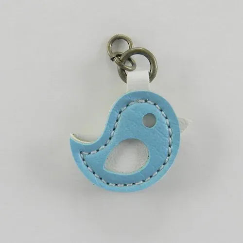 Synthetic Leather Zipper Charm - Blue Bird