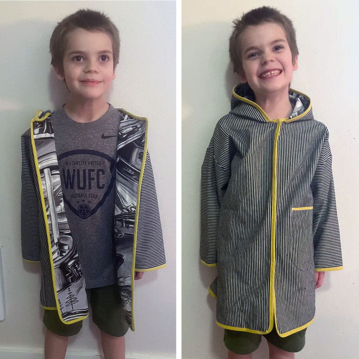 Boy in elemental kids raincoat