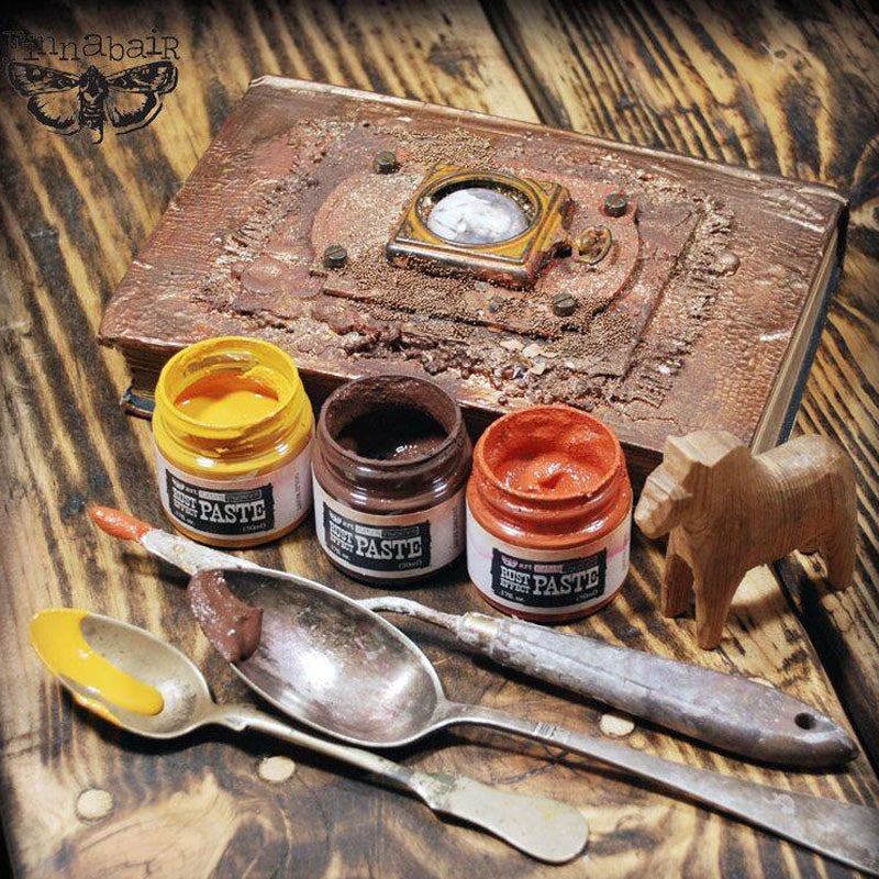 Finnabair rust paste example on mixed media art