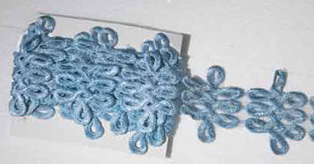 Hand Dyed Machine Rayon Trim - Sky Blue Curls 2" | Mixed Media Textile Trim