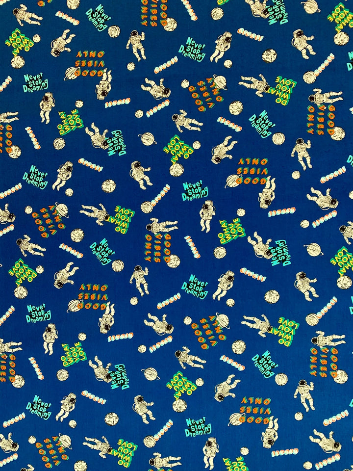 Sevenberry Japanese Fabric - Good Vibes Only, Blue