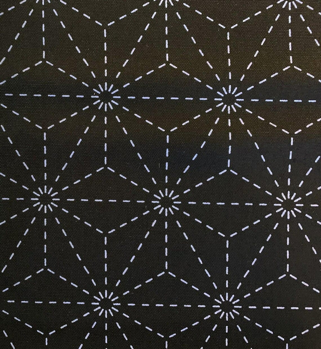 Asanoha Stars Black Sashiko Fabric 47" Wide SOLD BY 1/2 YARD Asanoha Stars Black Sashiko Fabric 47" Wide SOLD BY 1/2 YARD