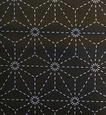 Asanoha Stars Black Sashiko Fabric 47" Wide SOLD BY 1/2 YARD Asanoha Stars Black Sashiko Fabric 47" Wide SOLD BY 1/2 YARD