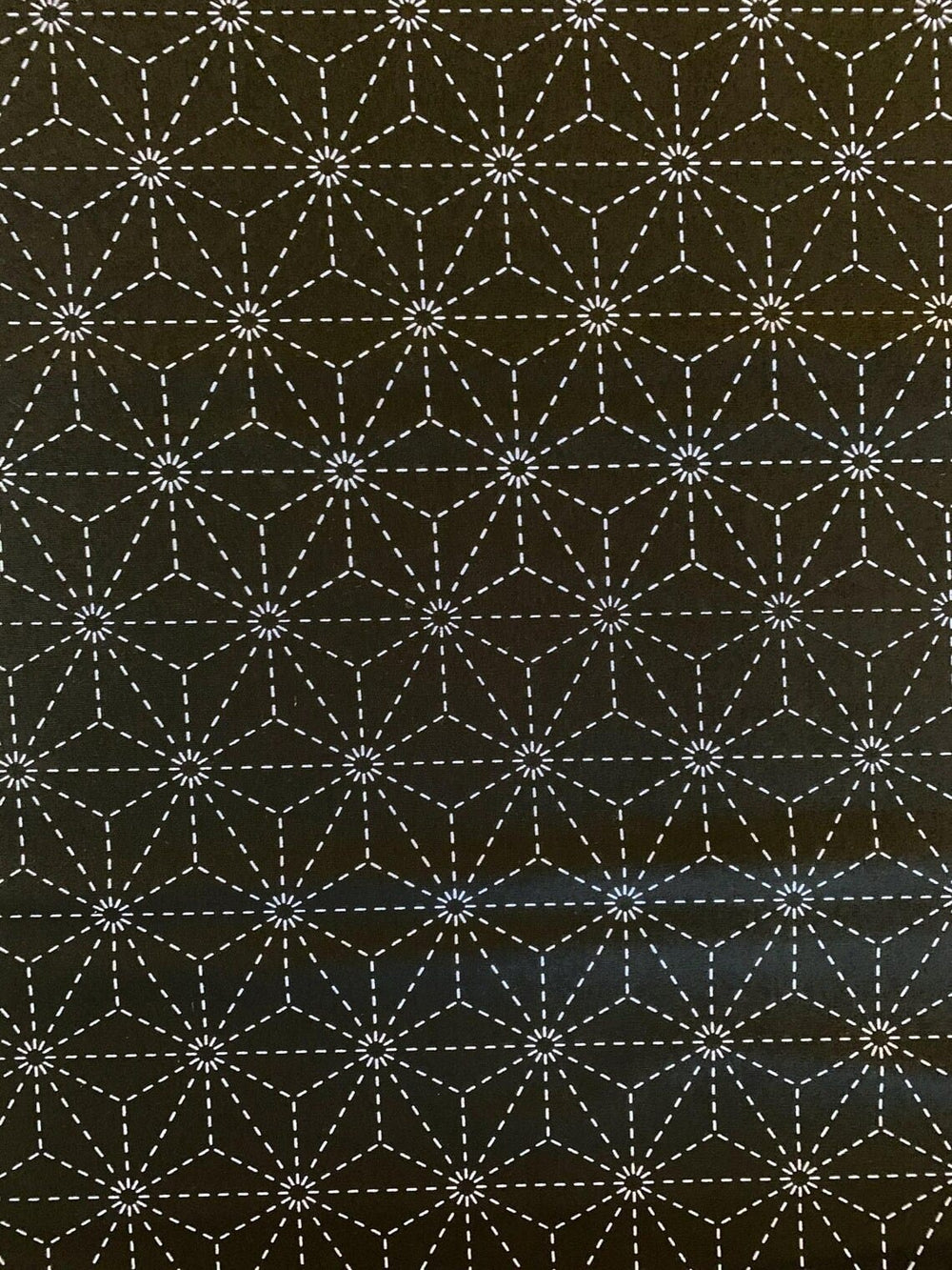 Asanoha Stars Black Sashiko Fabric 47" Wide SOLD BY 1/2 YARD Asanoha Stars Black Sashiko Fabric 47" Wide SOLD BY 1/2 YARD