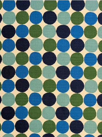 Sevenberry Japanese Shantung Fabric - Circles, Ocean Dots in Grid Ocean Japanese Shantung Fabric - Sevenberry Online