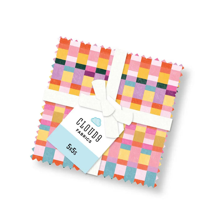 Pop and Plaids 5in Square Fabric Bundle, 42pcs Pop and Plaids 5in Square Fabric Bundle, 42pcs