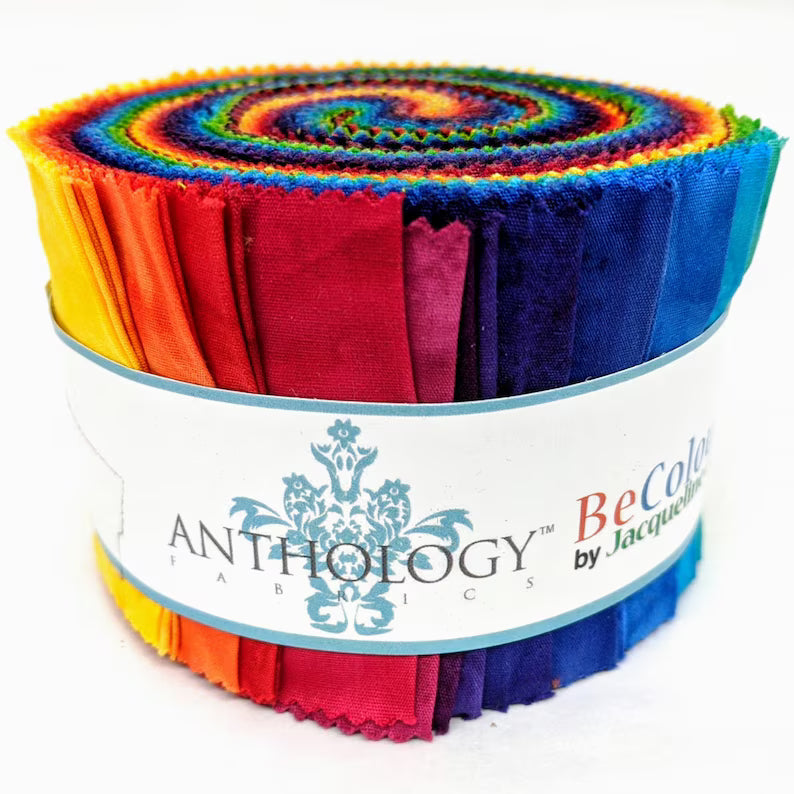 BeColourful Batik 2.5" Fabric Roll - Story Strips, 26pcs