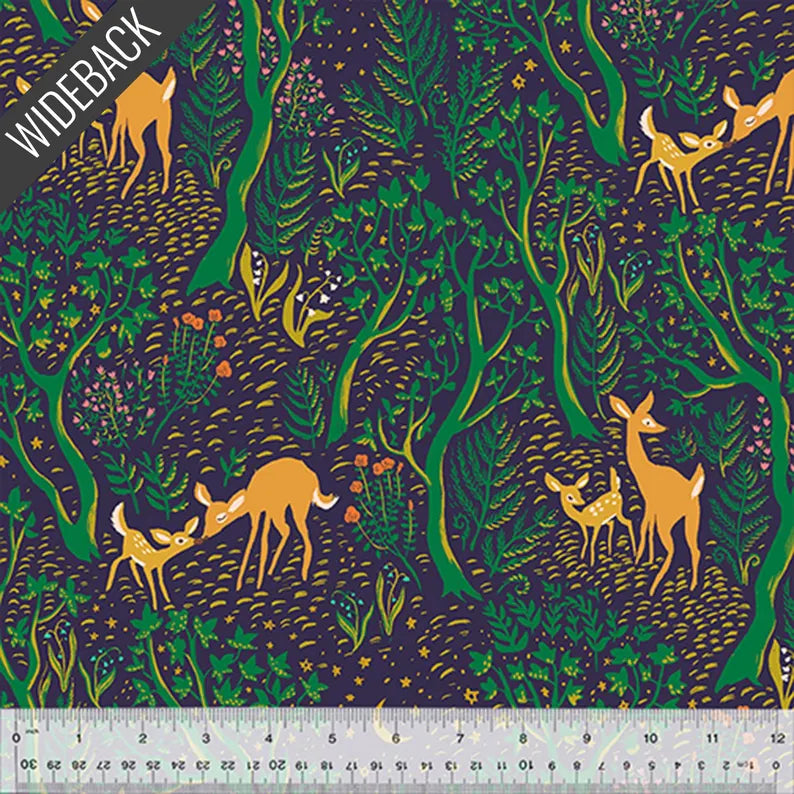 Night Visitor, Midnight by Heather Ross 108" WIDEBACK