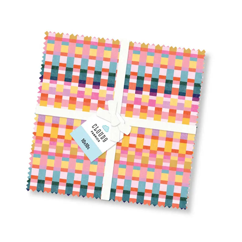 Pop and Plaids 10in Square Fabric Bundle, 42pcs Pop and Plaids 10in Square Fabric Bundle, 42pcs