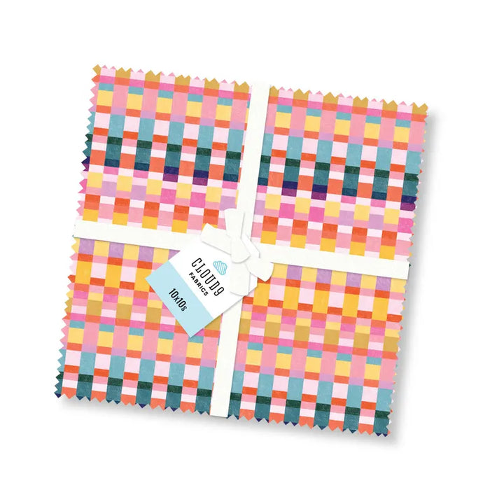 Pop and Plaids 10in Square Fabric Bundle, 42pcs Pop and Plaids 10in Square Fabric Bundle, 42pcs