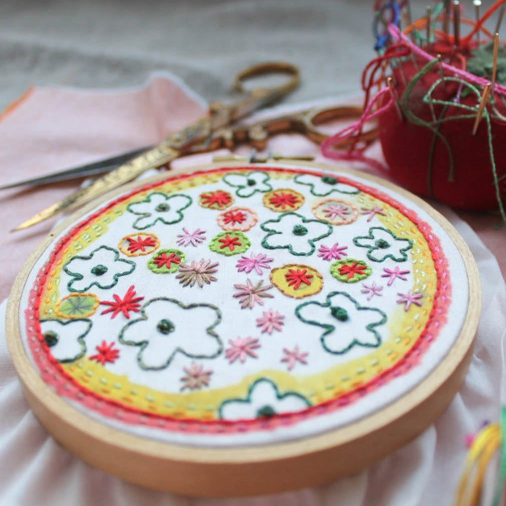 Colorburst! Pansy Embroidery Pattern by Dropcloth Samplers