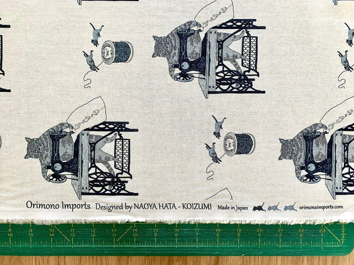 Koizumi Japanese Canvas Fabric - Purrfect Stitches, Off-White