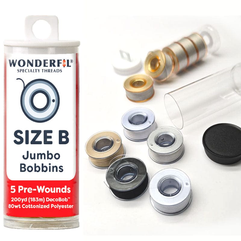 Jumbo Size B DecoBob Pre-Wound Bobbins, 6 colors Jumbo Size B DecoBob Pre-Wound Bobbins, 6 colors