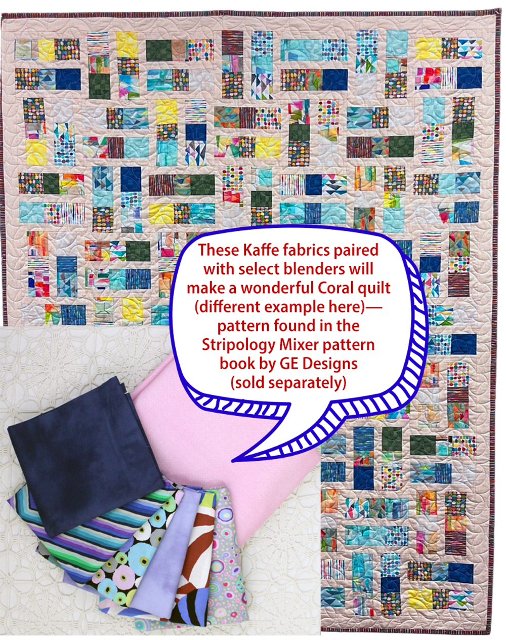 Coral Kaffe Quilt Kit