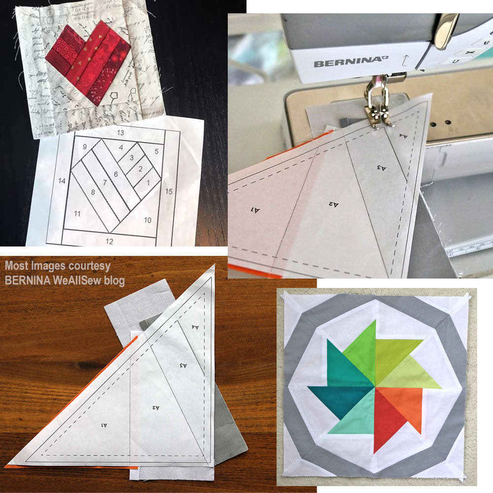 Paper piecing heart quilt block pattern and finished projects