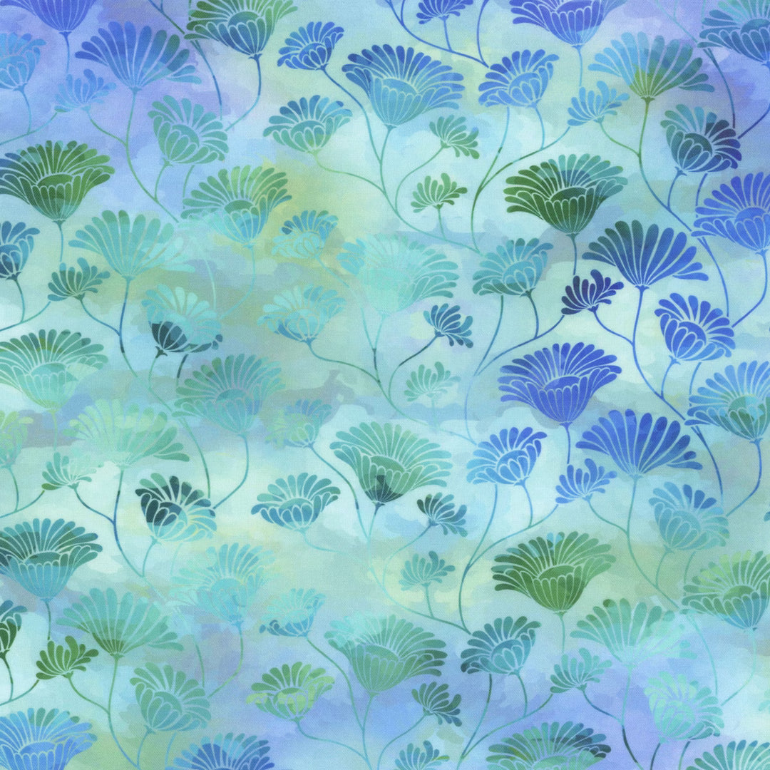Felicity by Jason Yenter - Flower Vines, Blue