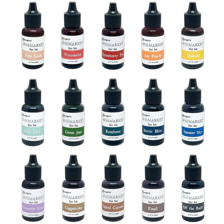 49 & Market Dye Ink bottles in various colors