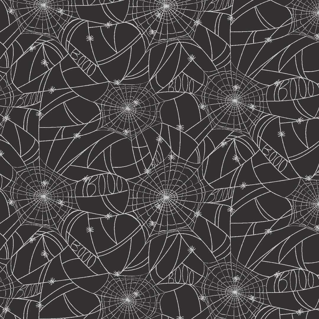 Halloween - Spider Webs, Black and Metallic Silver Metallic