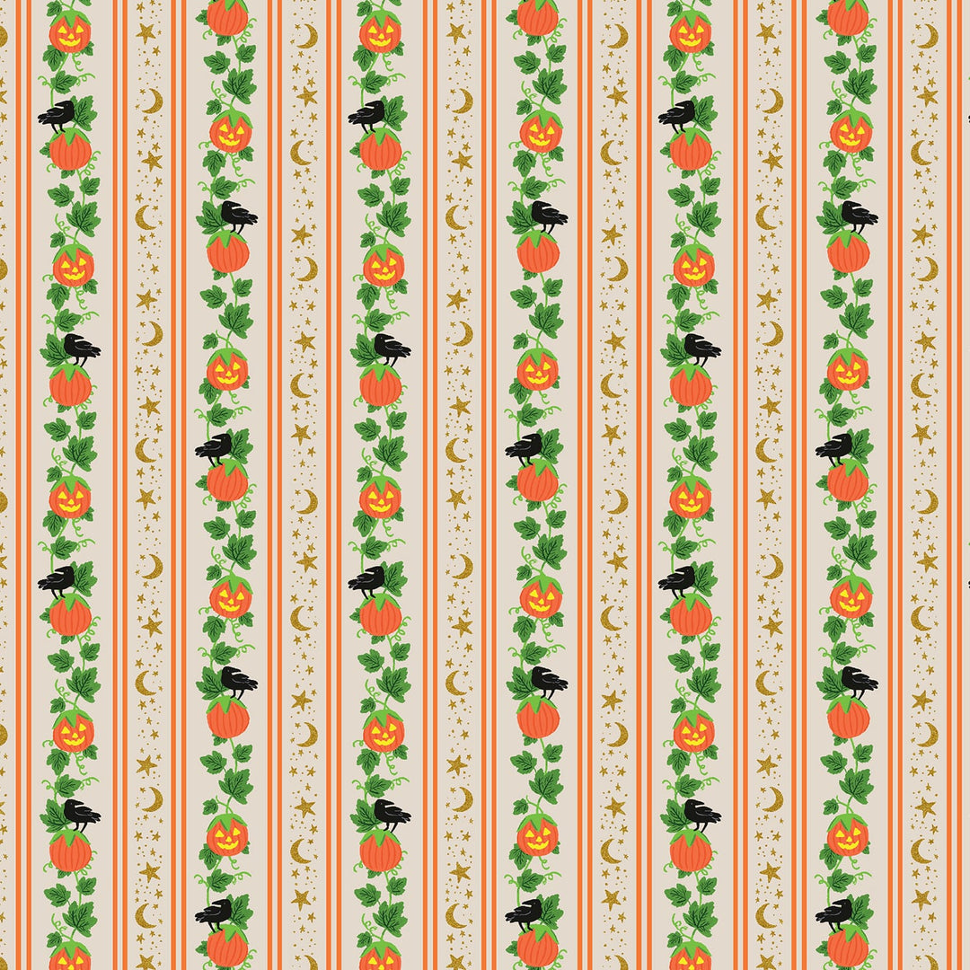 Halloween by Rifle Paper Co - Pumpkin Patch Metallic LINEN Halloween by Rifle Paper Co - Pumpkin Patch Metallic LINEN