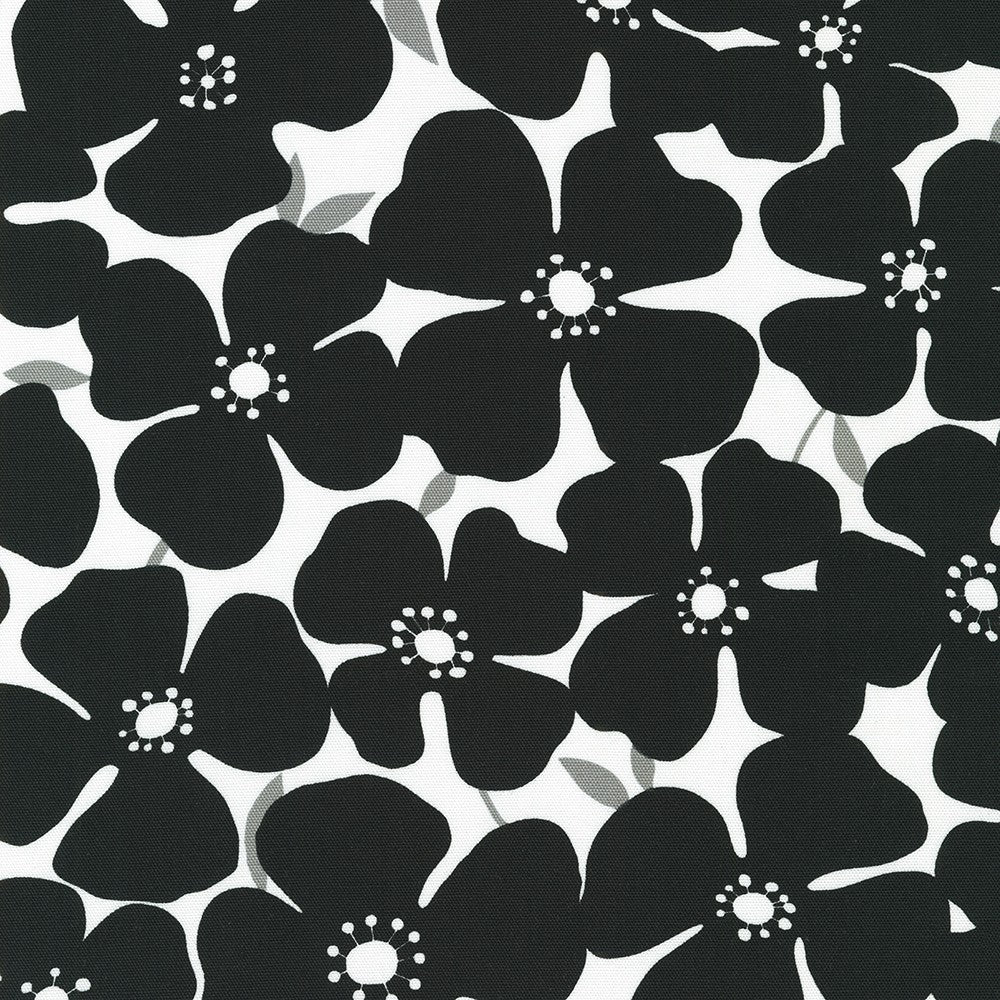 Sevenberry, Black Flowers on White - CANVAS