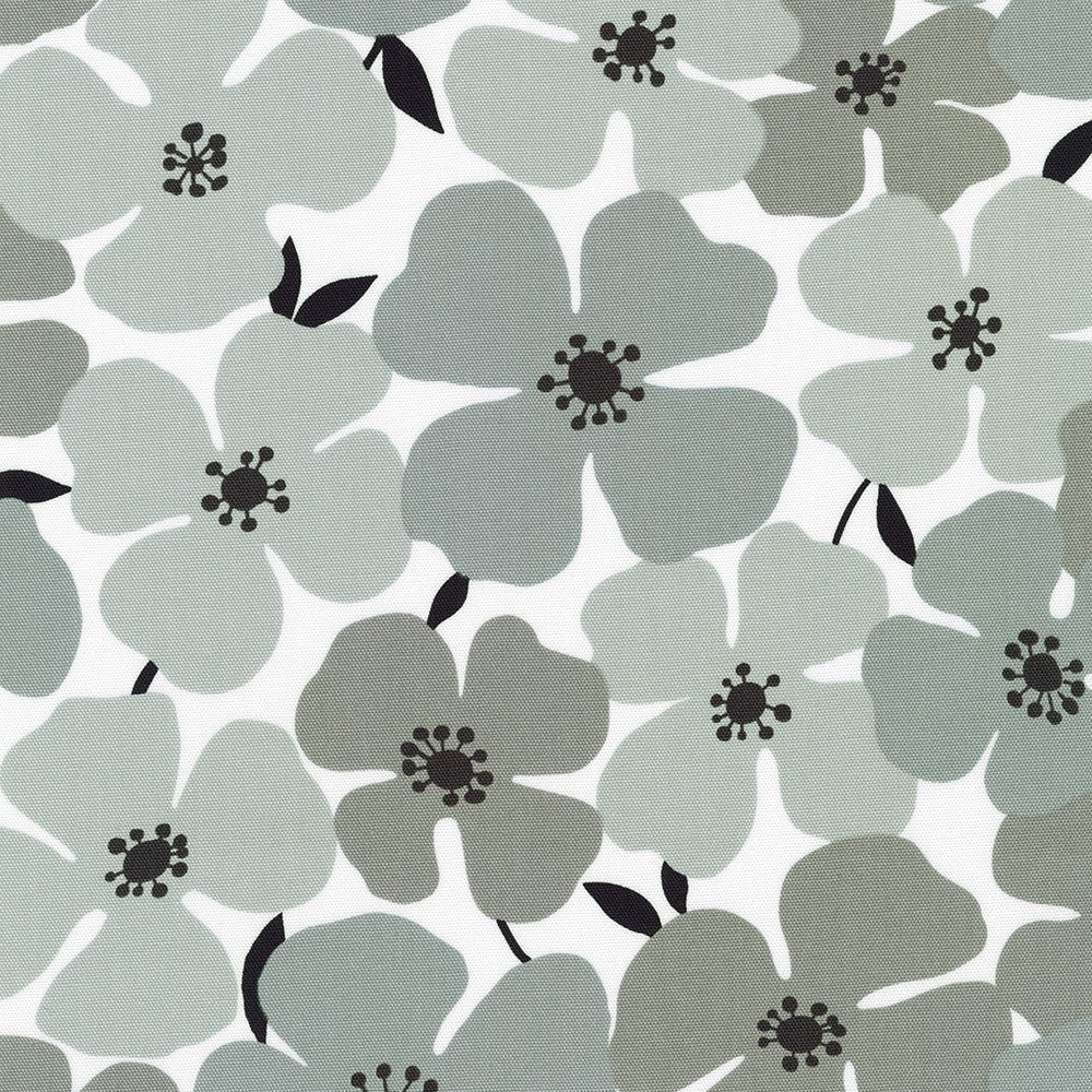 Sevenberry, Grey Flowers on White - CANVAS