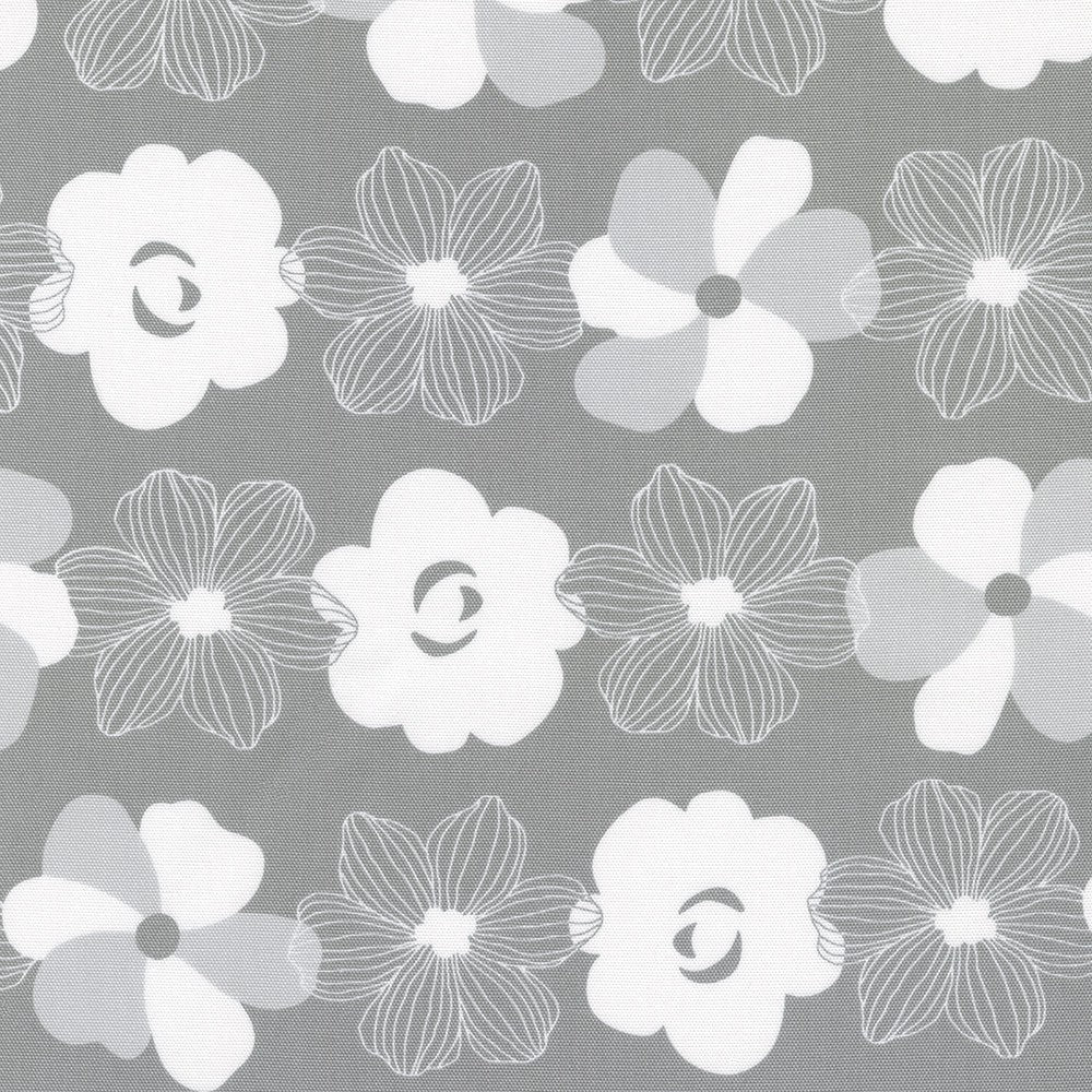 Sevenberry,  White Flowers on Grey - CANVAS