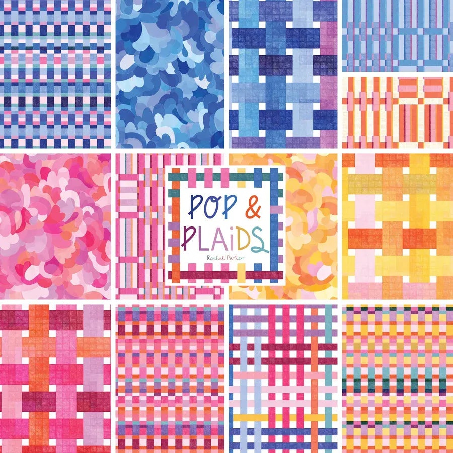 Pop and Plaids 5in Square Fabric Bundle, 42pcs Pop and Plaids 5in Square Fabric Bundle, 42pcs