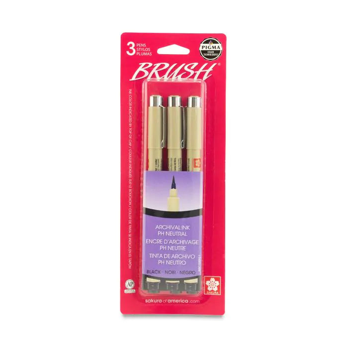 Pigma Brush Pens, 3/pk