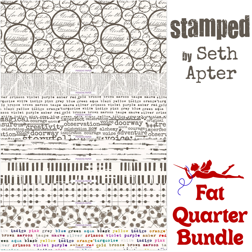 Stamped Fat Quarter Fabric Bundle (9 pcs)