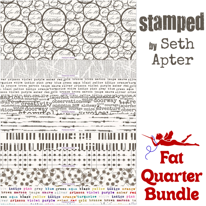 Stamped Fat Quarter Fabric Bundle (9 pcs)
