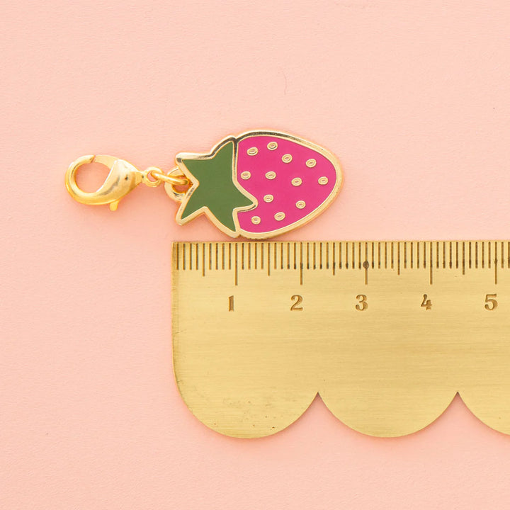 Strawberry Enamel Removable Zipper Charm by Sarah Hearts