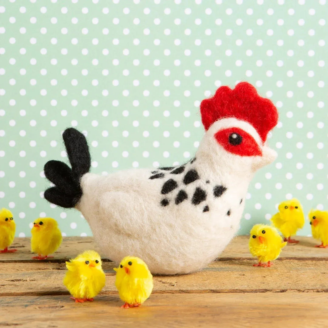 Sussex chicken needle felting kit with chicks