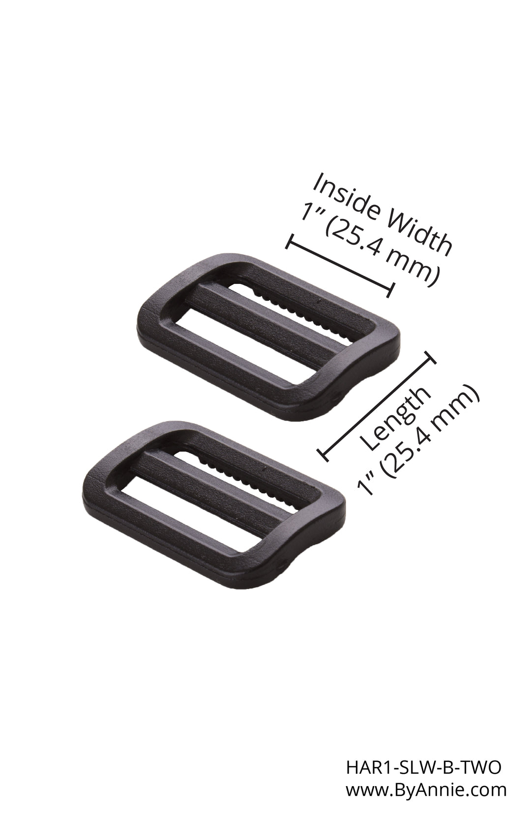 1" Slider- Black Plastic, Set of 2